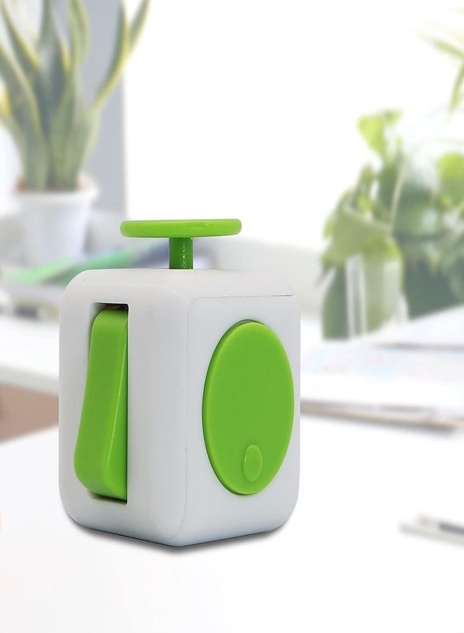 ANAB GI Fidget Cube,Fidget Toy Cube,Magic Cube Stress and Anxiety Relief Toys, Fidgets Toy Cube Relaxing Hand-Held for Adults, Killing Time Cool Fidget Block (White & Black) (White Green) - Image 2